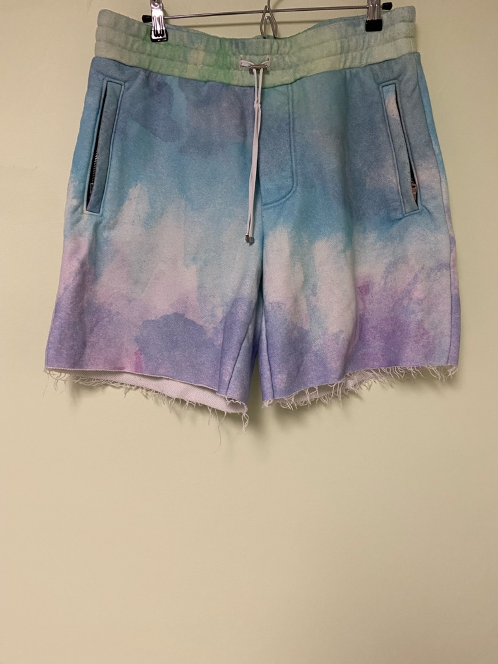 AMIRI Mint Green Tie-Dye Hoodie with Silver Logo Drawcord